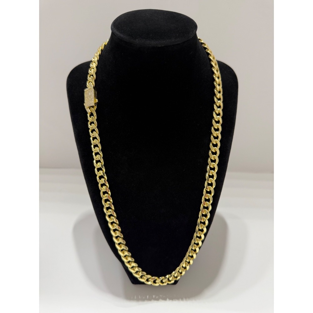 cuban chain necklace 18k gold filled iced out push button box lock 24 inch 9.5mm